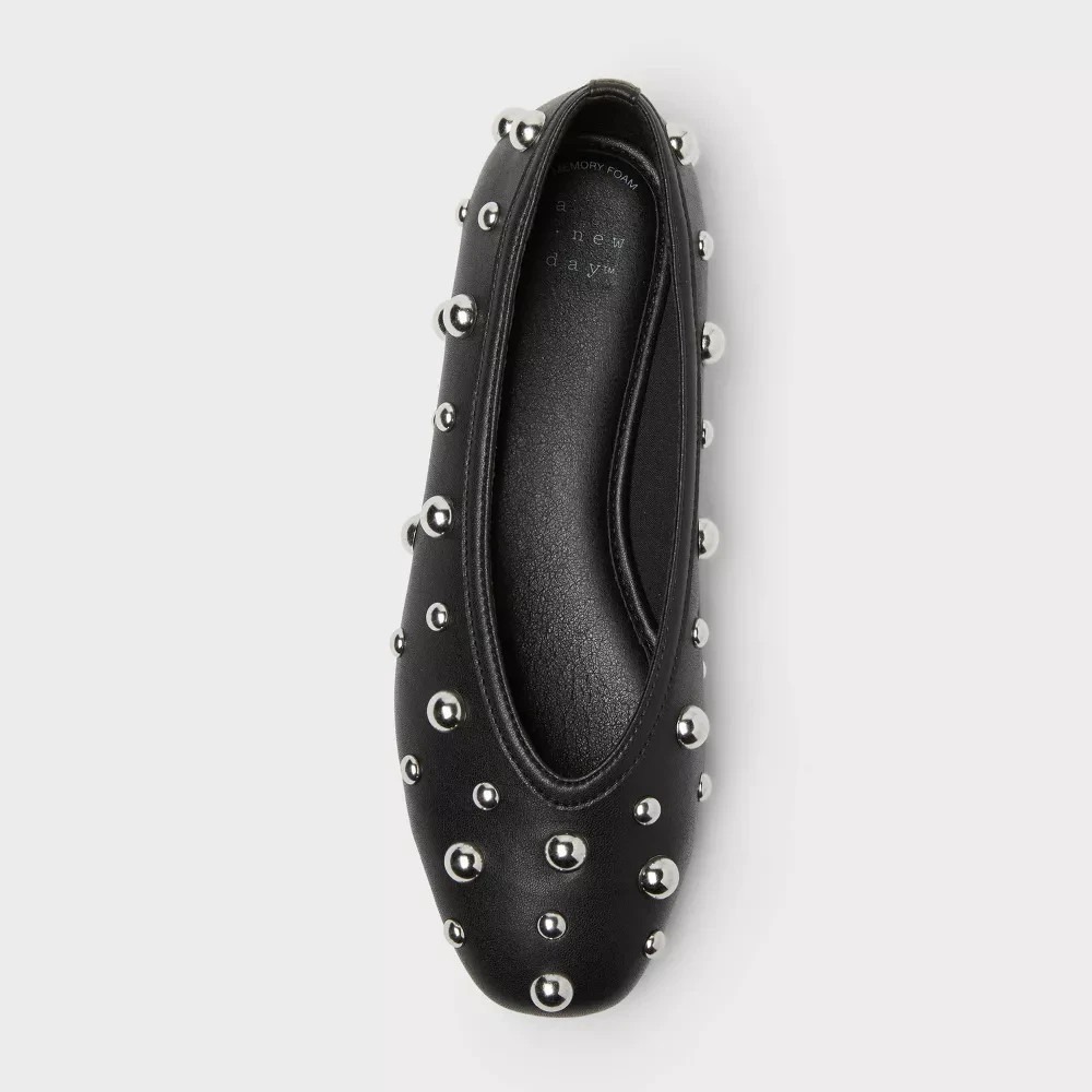 Women's A New Day Sammie Studded Ballet Flats Black Size 8 New With Tags - Picture 3 of 8